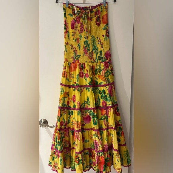 FARM Rio Strapless Yellow Floral Dress - Picture 3 of 9